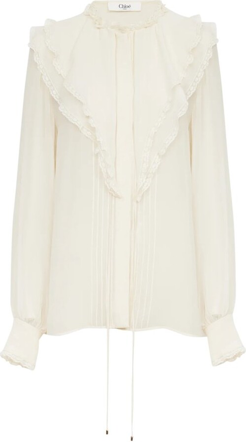 Chloé Ruffle Detailed Long-Sleeved Blouse