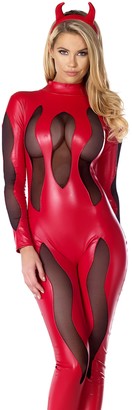 Forplay Women's Malicious Mistress Matte Catsuit with Mesh Insets