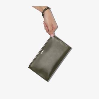 Jil Sander green zipped leather pouch