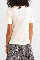 Thumbnail for your product : J.W.Anderson Distressed Printed Cotton And Silk-blend Jersey T-shirt - Off-white