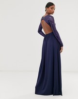 maxi dress with long sleeve embellished bodice