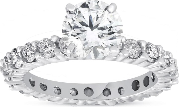 Pompeii3 2ct Diamond Eternity Engagement Ring 14K White Gold Size Selectable