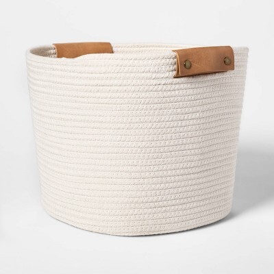 13" Decorative Coiled Rope Square Base Tapered Basket Cream - ThresholdTM