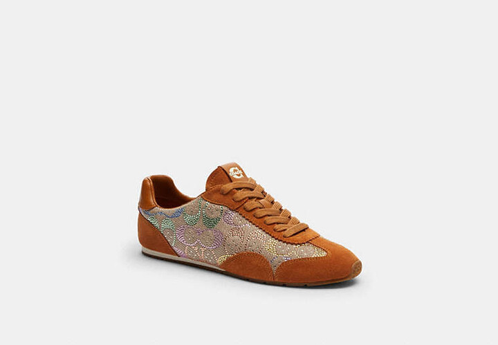 Coach Flat Sneaker In Crystal Signature Jacquard