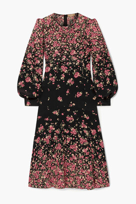 Michael Kors Collection Gathered Floral-print Silk Crepe De Chine Dress