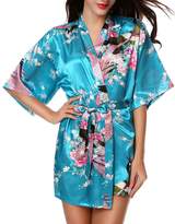 Thumbnail for your product : luxurysmart Peacock Satin Kimono Robe Bridesmaid Robes/Wedding Robe/Bride Robe Sleepwear