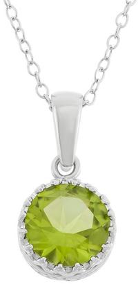 Tiara 2 CT TW Green Peridot Polished Sterling Silver Pendant Necklace