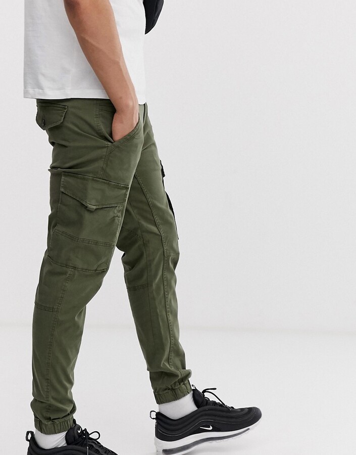 Jack and Jones Intelligence cuffed cargo pants in green - ShopStyle