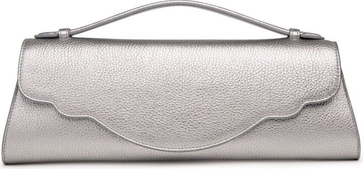 Thale Blanc Women's Audrey Clutch: Silver Leather With Gold Fittings ...