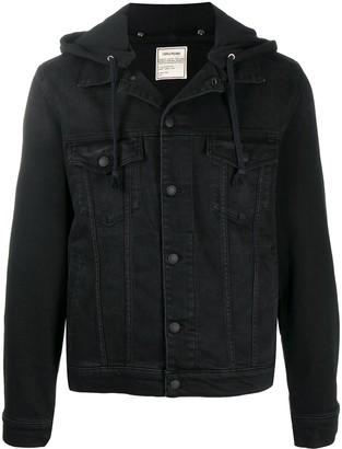 black denim jacket hoodie mens