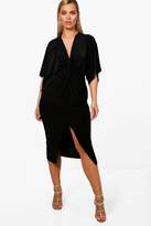 Thumbnail for your product : boohoo Plus Knot Front Slinky Dress