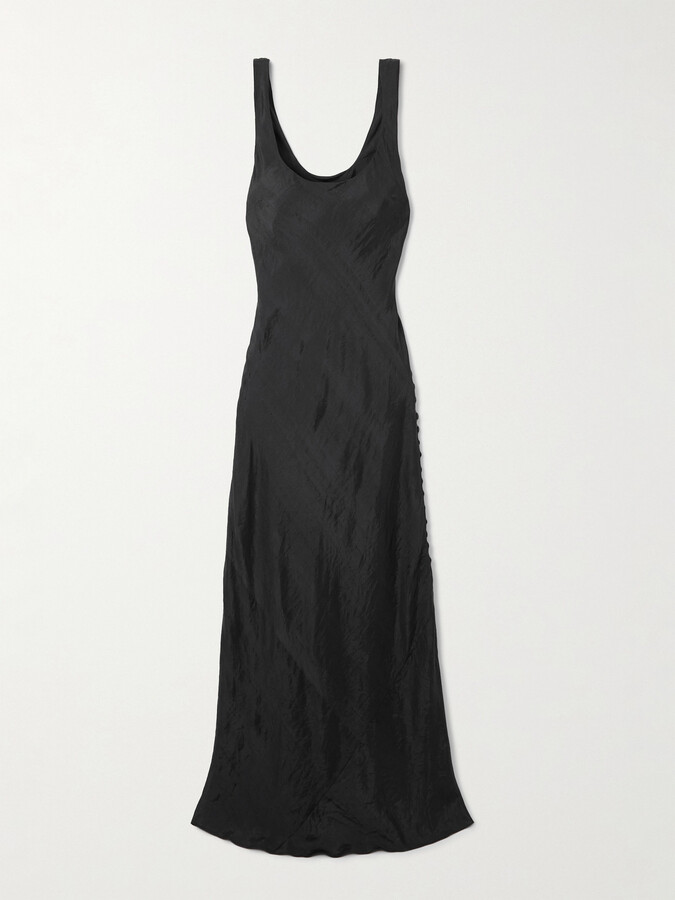 Alix of Bohemia Adele Button-embellished Silk-faille Midi Dress - Black