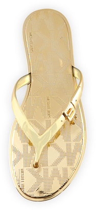 MICHAEL Michael Kors Emory Buckle Flat Thong Sandal, Gold