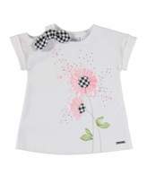 Thumbnail for your product : Mayoral Short-Sleeve Floral Tee w/ Gingham Leggings, Black/White, Size 3-7