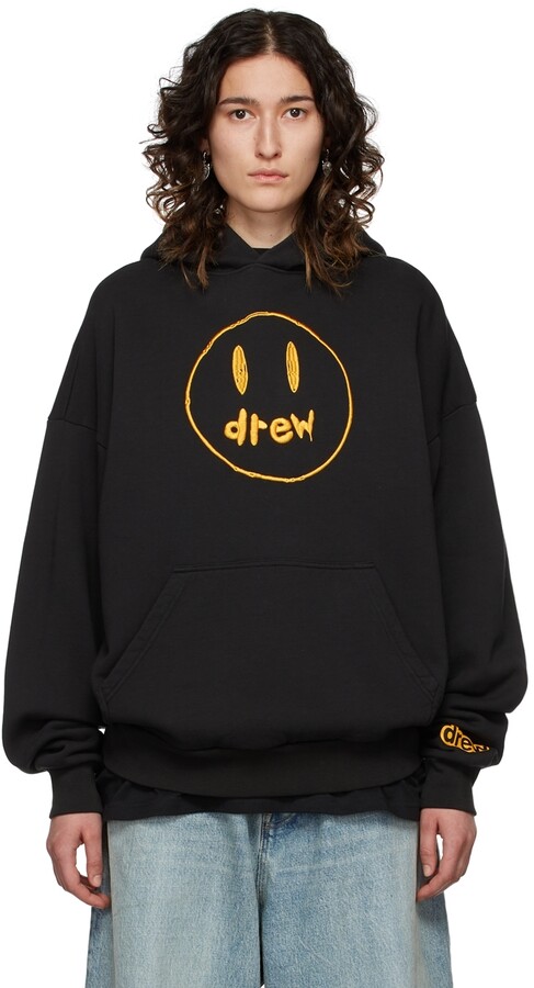 drew house SSENSE Exclusive Black Painted Mascot Hoodie - ShopStyle