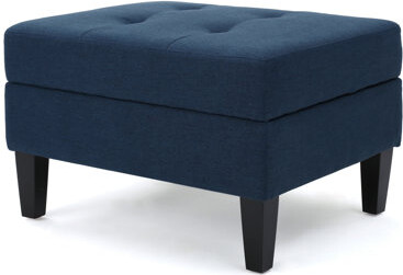 Latitude Run Contemporary Tufted Storage Ottoman with Birch Wood Legs for Bedroom Living Room