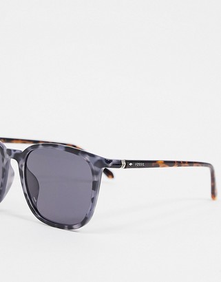 Fossil square sunglasses in blue tortoise shell