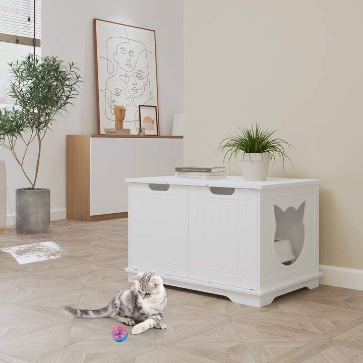 FAMAPY Cat Litter Box, Cat Washroom Bench, Modern Hidden Litter
