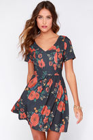 Thumbnail for your product : Precious Poppies Grey Floral Print Dress