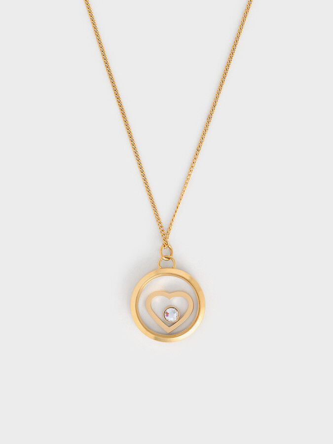 Charles & Keith Malorie Crystal Heart Necklace