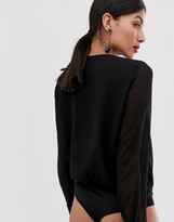 Thumbnail for your product : Vero Moda Tall textured sheer wrap body in black