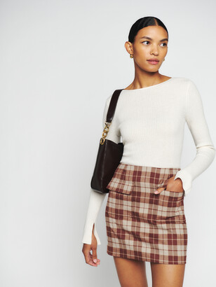 VETEMENTS distressed tartan pencil skirt brown | MODES