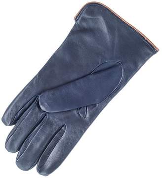 Black Navy and Tan Leather Gloves - Cashmere Lined