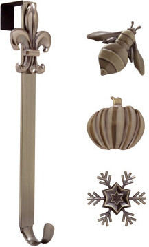 Haute Decor Adjustable Length Wreath Hanger with 4 Interchangeable Icons
