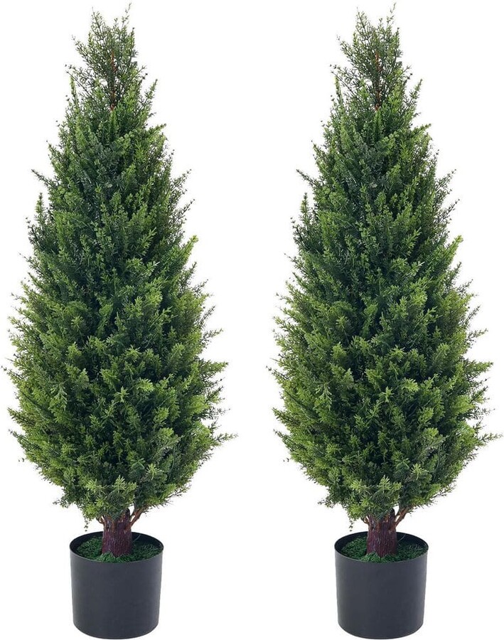 Afoxsos 37.00 in. H Artificial Cypress Tree with Planter for Indoor and Outdoor Decoration