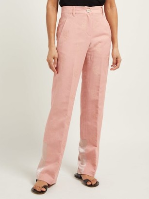 Ann Demeulemeester Alexa Cotton-blend Brocade Trousers - Pink