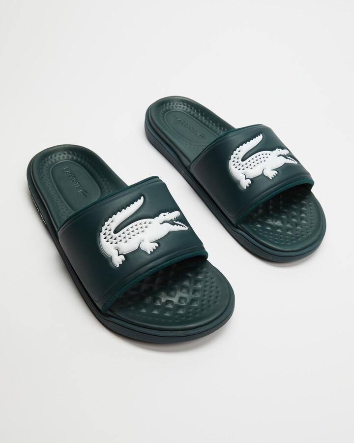 lacoste flip flops leather