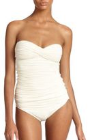 Thumbnail for your product : Carmen Marc Valvo Mediterranean Solids Shirred Bandeau Tankini Top