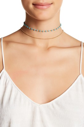 Argentovivo 18K Gold Plated Sterling Silver Turquoise Beaded & Bead Chain Necklace 2-Piece Set