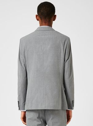 Topman Light Gray Check Skinny Fit Suit Jacket