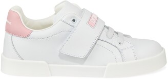 Dolce & Gabbana Grip-Strap Two-Tone Leather Logo Sneakers, Toddler/Kids
