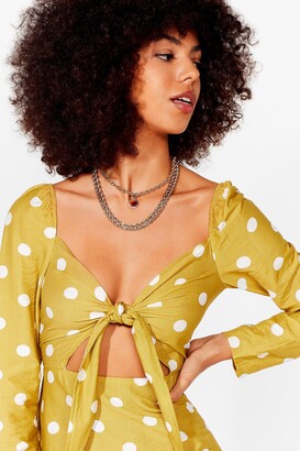 Nasty Gal Womens Polka Dot Cut-Out Tie Front Mini Dress - Yellow - 10