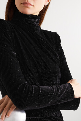Alexandre Vauthier Ruched Crystal-embellished Stretch-velvet Turtleneck Gown - Black