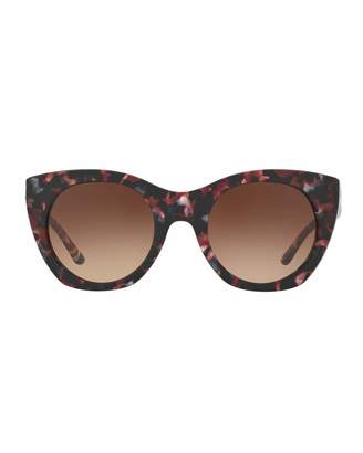 Tory Burch Rounded Cat-Eye Logo-Temple Sunglasses