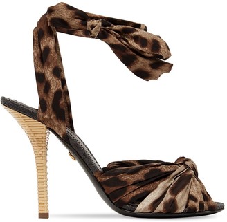 Dolce & Gabbana 105mm Leopard Twill Lace-up Sandals