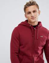 Thumbnail for your product : Hollister icon logo full zip hoodie in burgundy