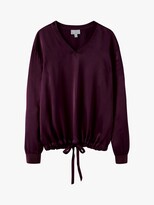 Thumbnail for your product : Pure Collection Satin V-Neck Sweatshirt, Damson