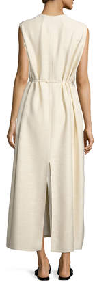 The Row Langrova Sleeveless Belted Maxi Dress, White Rose