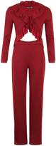 Thumbnail for your product : boohoo Petite Ruffle Front Cut Out Jumpsuit