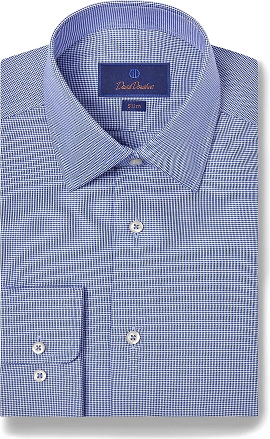 David Donahue Cotton Micro Dobby Slim Fit Dress Shirt