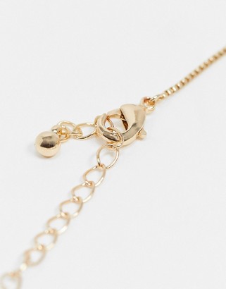 ASOS DESIGN necklace with semi-precious amazonite pendant in gold tone