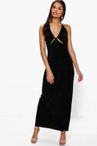 Thumbnail for your product : boohoo Dalia Ruched Halterneck Cut Out Maxi Dress