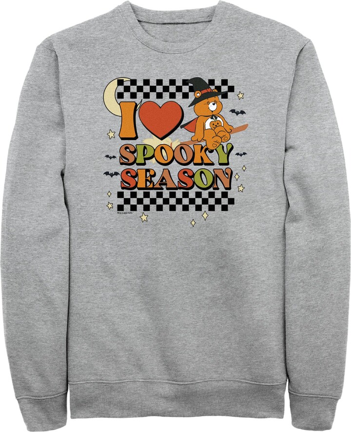 Fifth Sun Men's Care Bears Halloween Trick-Or-Sweet Bear I Heart Spooky Season Sweatshirt - Athletic Heather - 3X Large