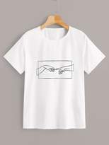 Thumbnail for your product : Shein Plus Hand Print Tee