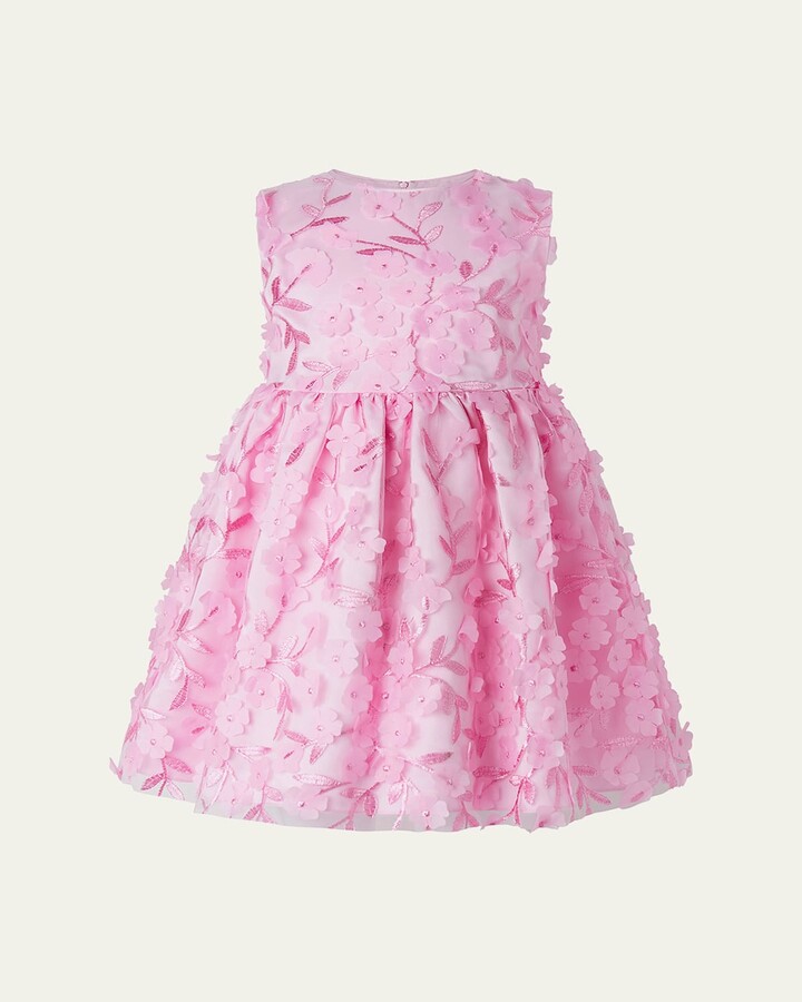 Girl's Rose Applique Party Dress, Size 2-10