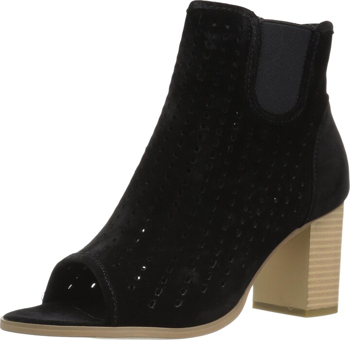 tan suede peep toe booties